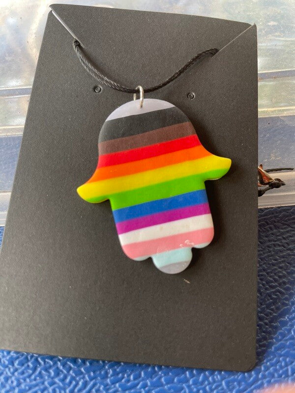 Progress Pride Hamsa Necklace - Water & Saltness Designs